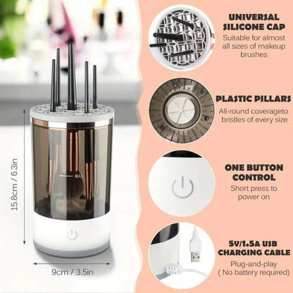 ProClean™ USB Electric Makeup Brush Cleaner – Automatic Quick-Dry Spinner for All Brush Sizes
