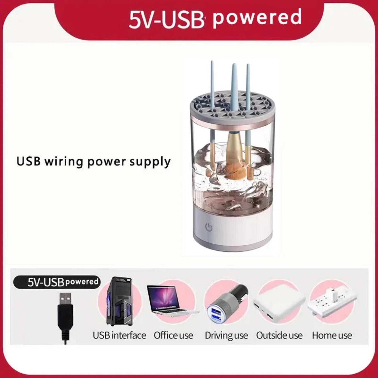 ProClean™ USB Electric Makeup Brush Cleaner – Automatic Quick-Dry Spinner for All Brush Sizes